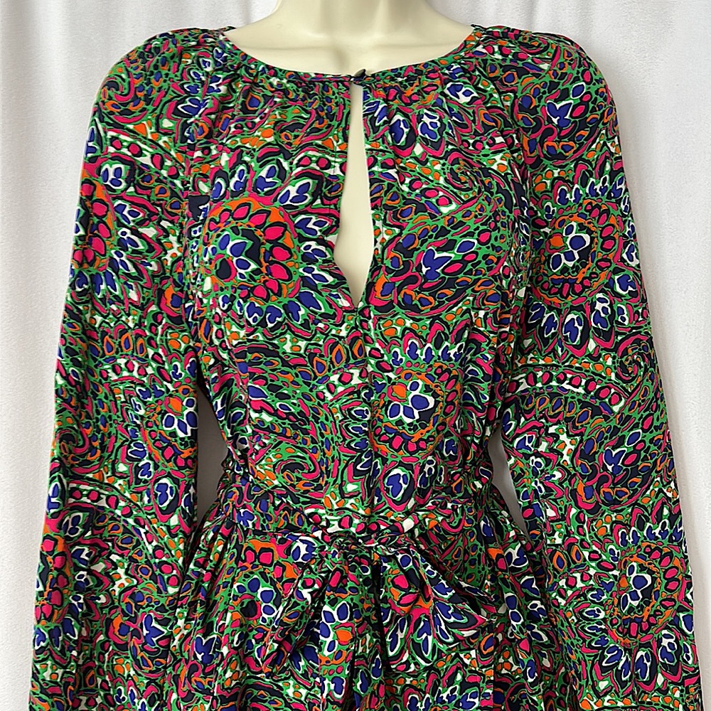 Vanessa Seward Floral 💯% Silk Keyhole Long Sleeve Dress **Sz 36/US Sz 4**🔥🔥 - Picture 3 of 5